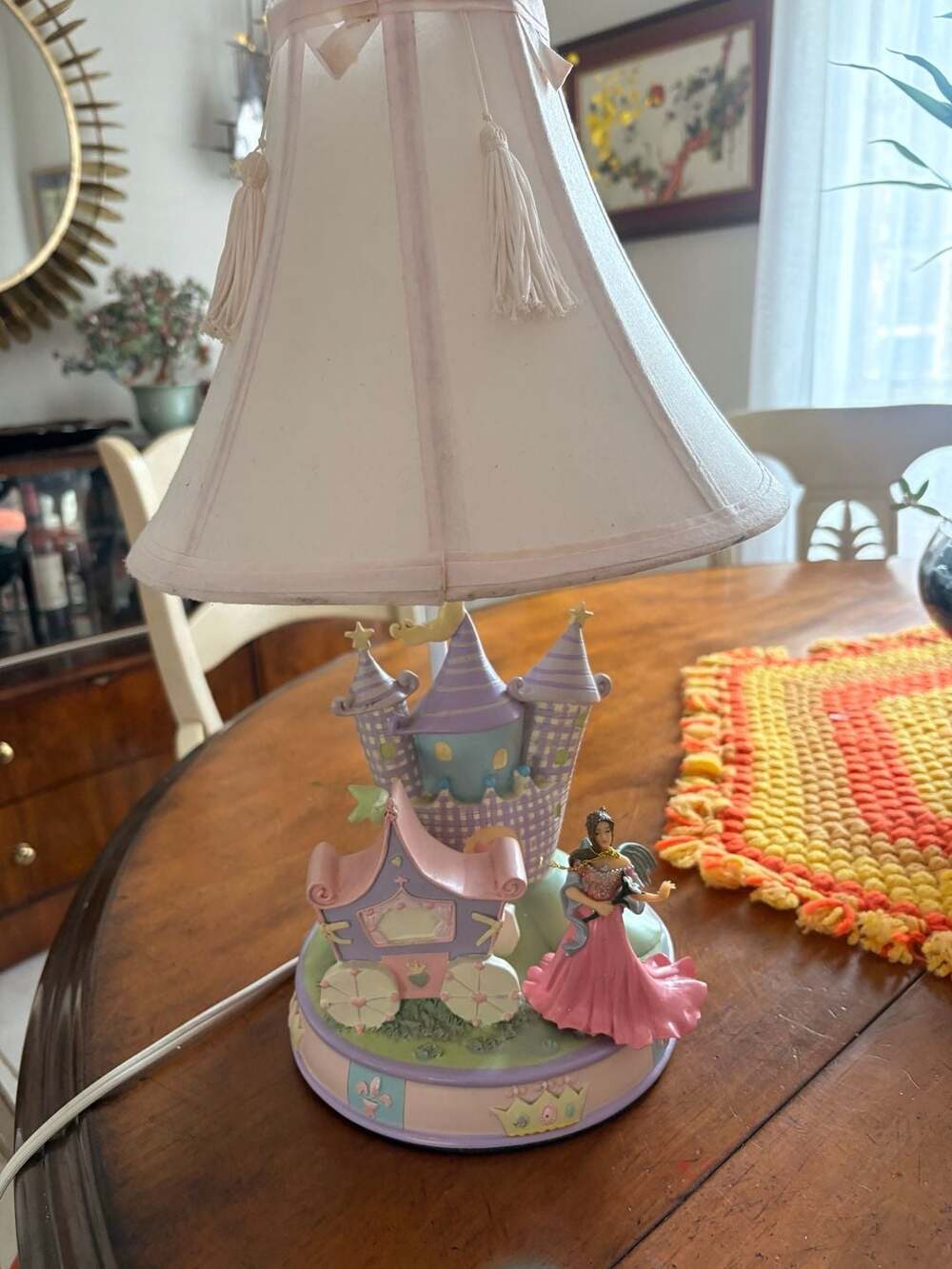 Disney Princess Castle and Carriage Table Lamp with Shade Pink
